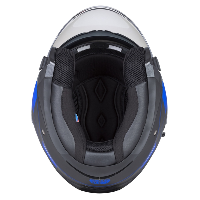 Casco de moto Cassida Jet Tech Roxor Negro-Gris-Azul Mate Abierto