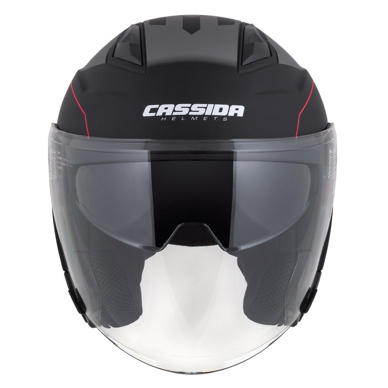 Casco de moto Cassida Jet Tech Roxor Negro-Rojo-Gris Abierto