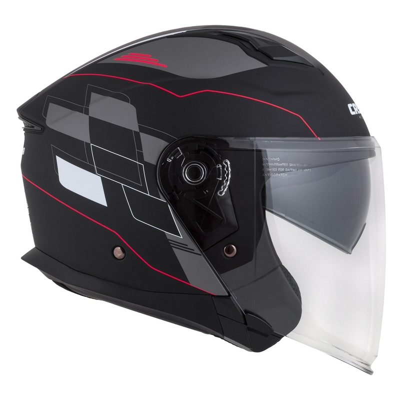 Casco de moto Cassida Jet Tech Roxor Negro-Rojo-Gris Abierto