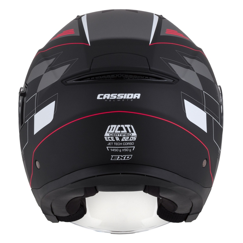 Casco de moto Cassida Jet Tech Roxor Negro-Rojo-Gris Abierto
