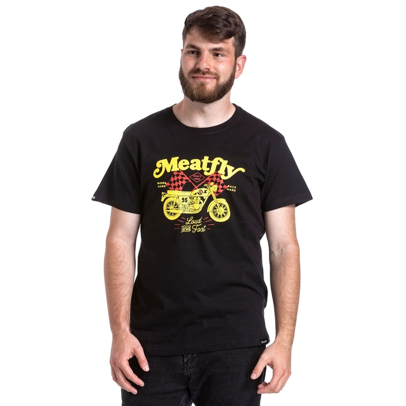 Camiseta Meatfly Loud And Fast negra liquidación