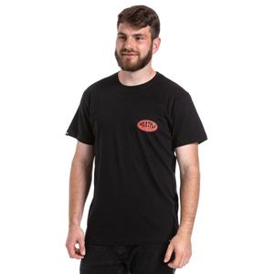 Camiseta Meatfly Ride Till Death naranja y negra liquidación