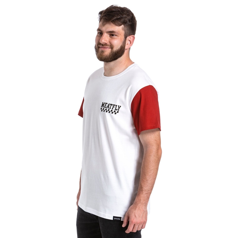 Camiseta Meatfly Racing blanco-rojo liquidación