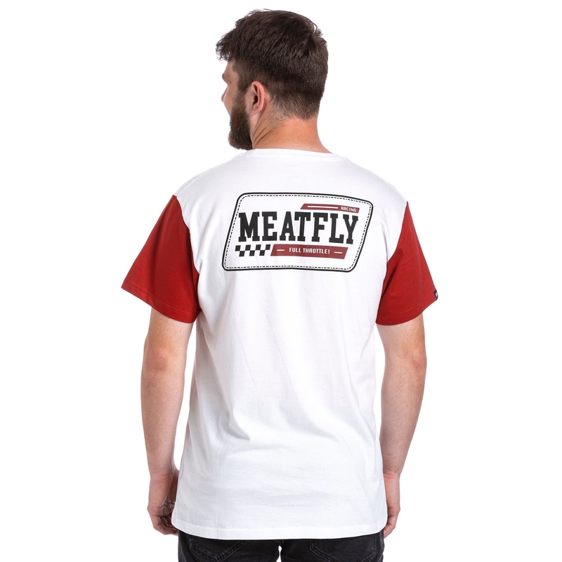 Camiseta Meatfly Racing blanco-rojo liquidación