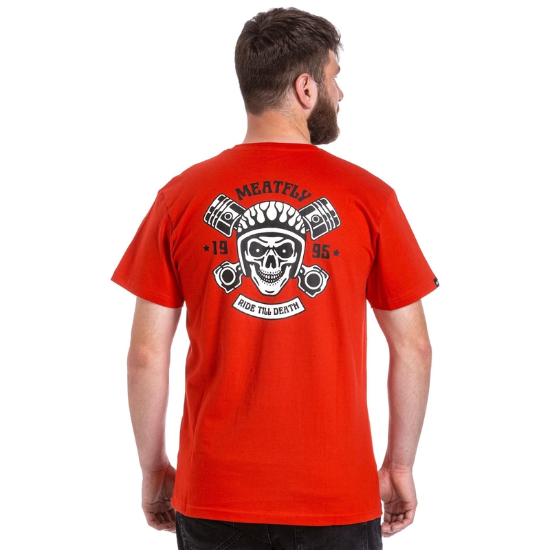 Camiseta Meatfly Ride Till Death roja liquidación