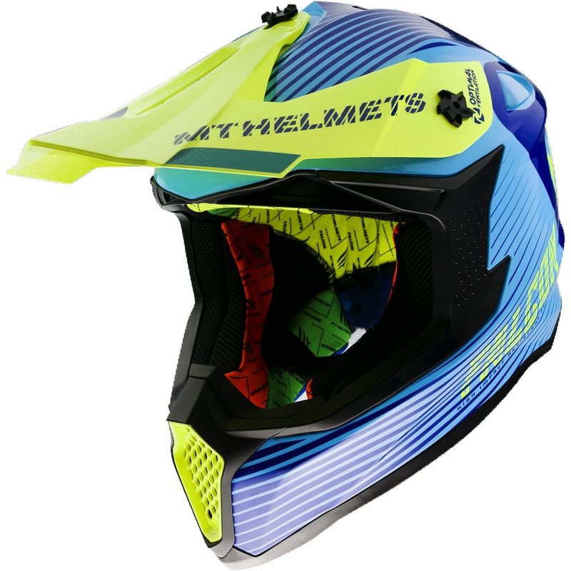 Motokrosová přilba MT Falcon System modro-fluo žlutá