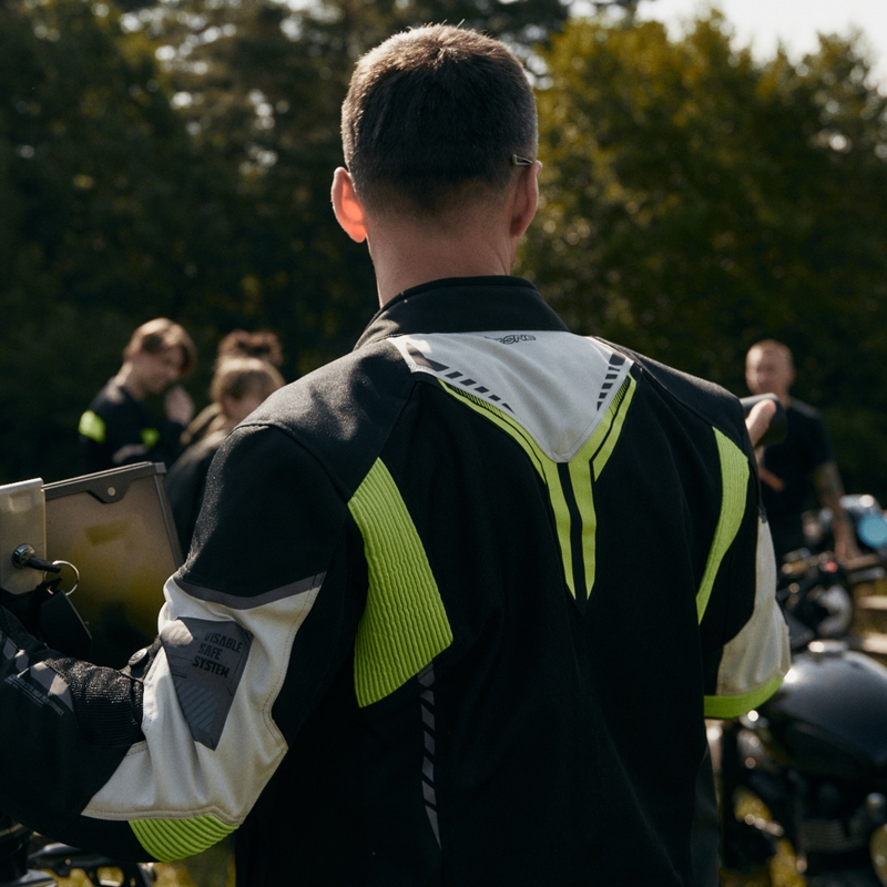 Chaqueta de moto Ozone Flow negro-gris-amarillo fluorescente liquidación