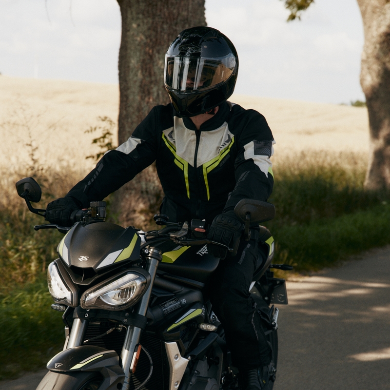 Chaqueta de moto Ozone Flow negro-gris-amarillo fluorescente liquidación