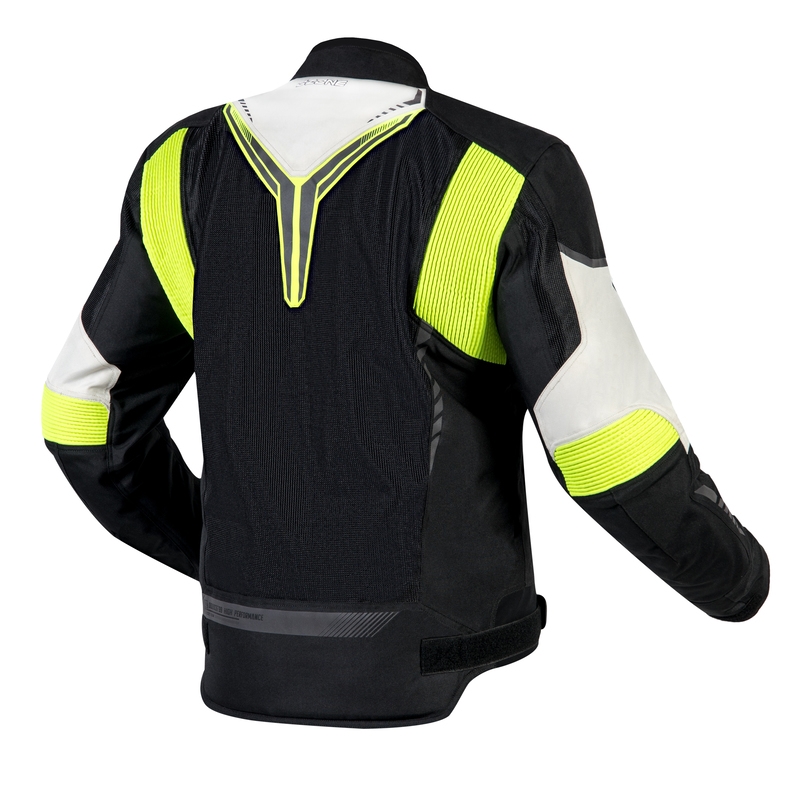 Chaqueta de moto Ozone Flow negro-gris-amarillo fluorescente liquidación