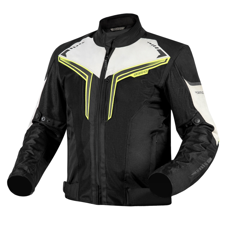 Chaqueta de moto Ozone Flow negro-gris-amarillo fluorescente liquidación