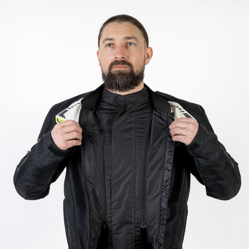Chaqueta de moto Ozone Flow negro-gris-amarillo fluorescente liquidación