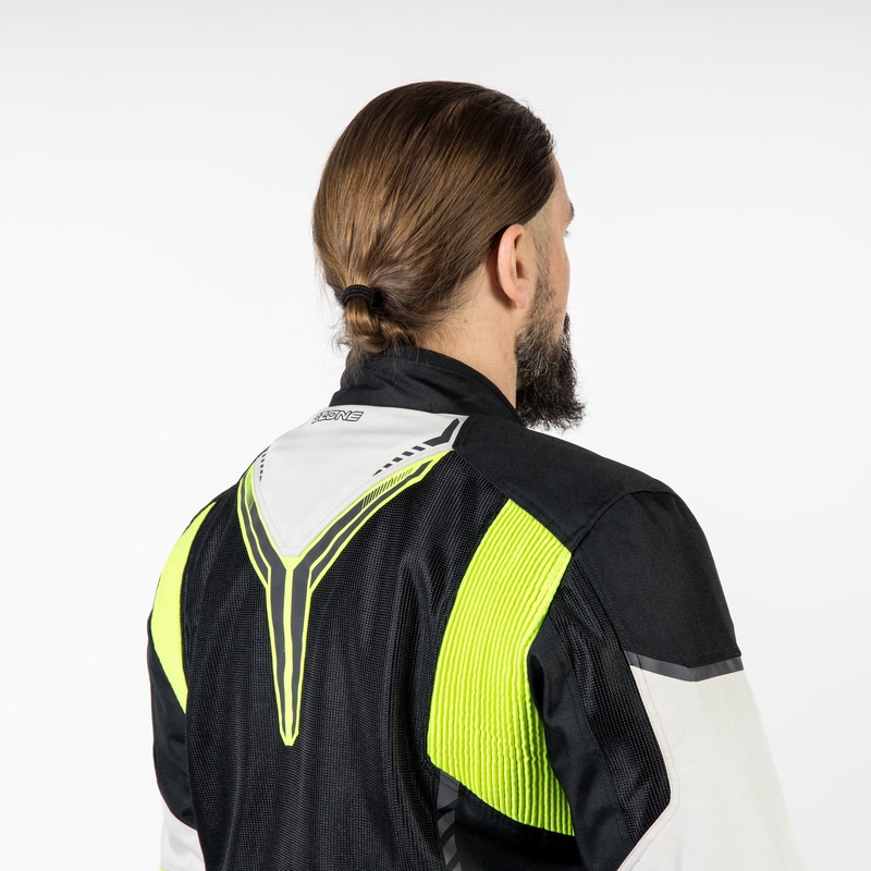 Chaqueta de moto Ozone Flow negro-gris-amarillo fluorescente liquidación