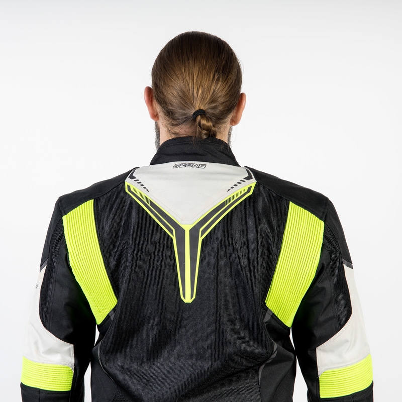 Chaqueta de moto Ozone Flow negro-gris-amarillo fluorescente liquidación
