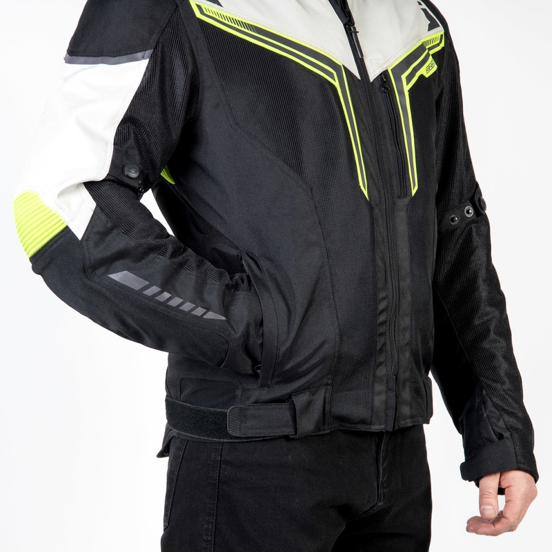 Chaqueta de moto Ozone Flow negro-gris-amarillo fluorescente liquidación