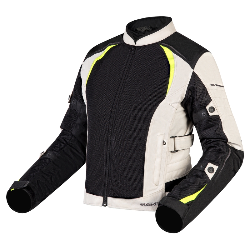 Chaqueta de moto para mujer Ozone Flow Black-Gray-Fluo Yellow liquidación