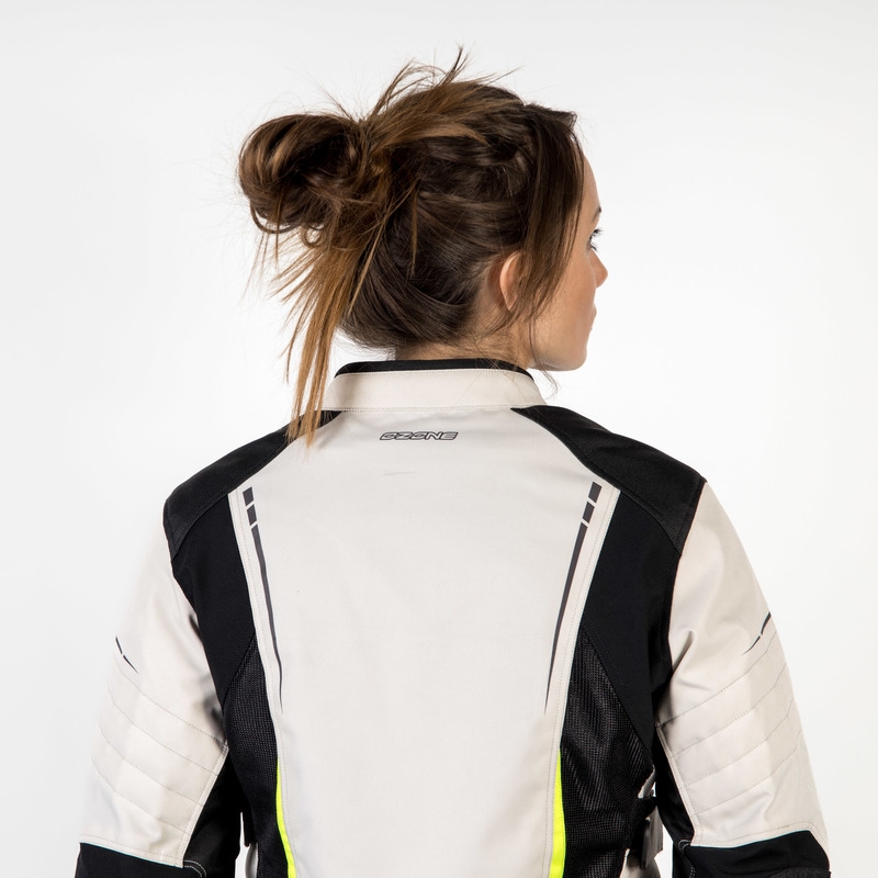 Chaqueta de moto para mujer Ozone Flow Black-Gray-Fluo Yellow liquidación