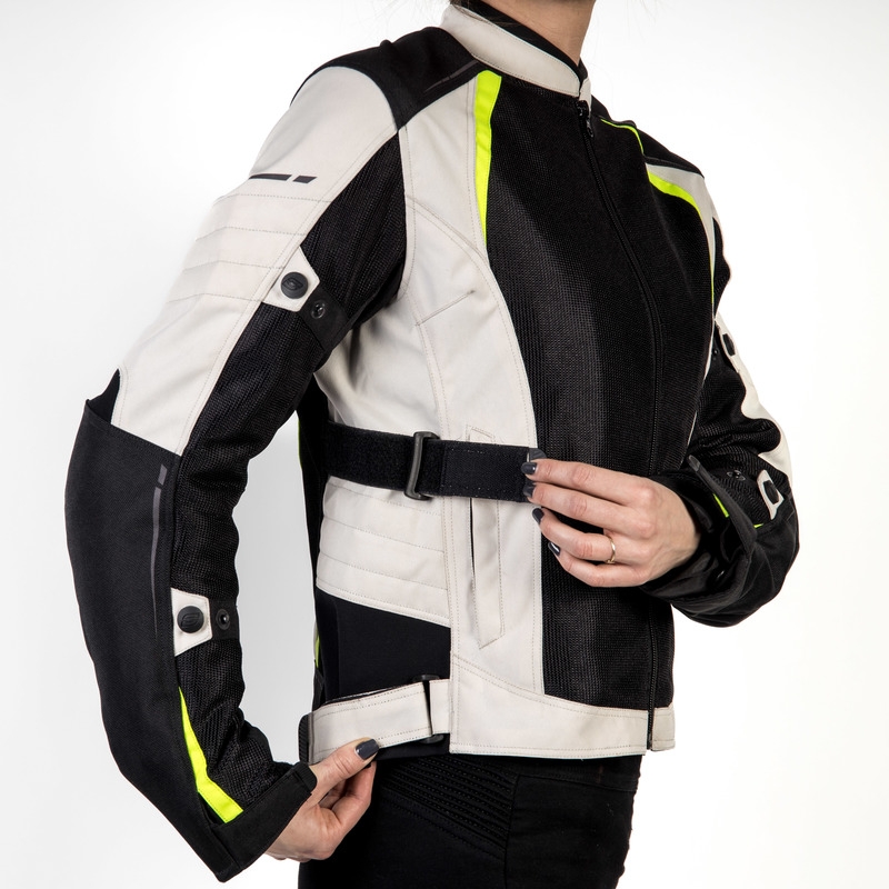 Chaqueta de moto para mujer Ozone Flow Black-Gray-Fluo Yellow liquidación