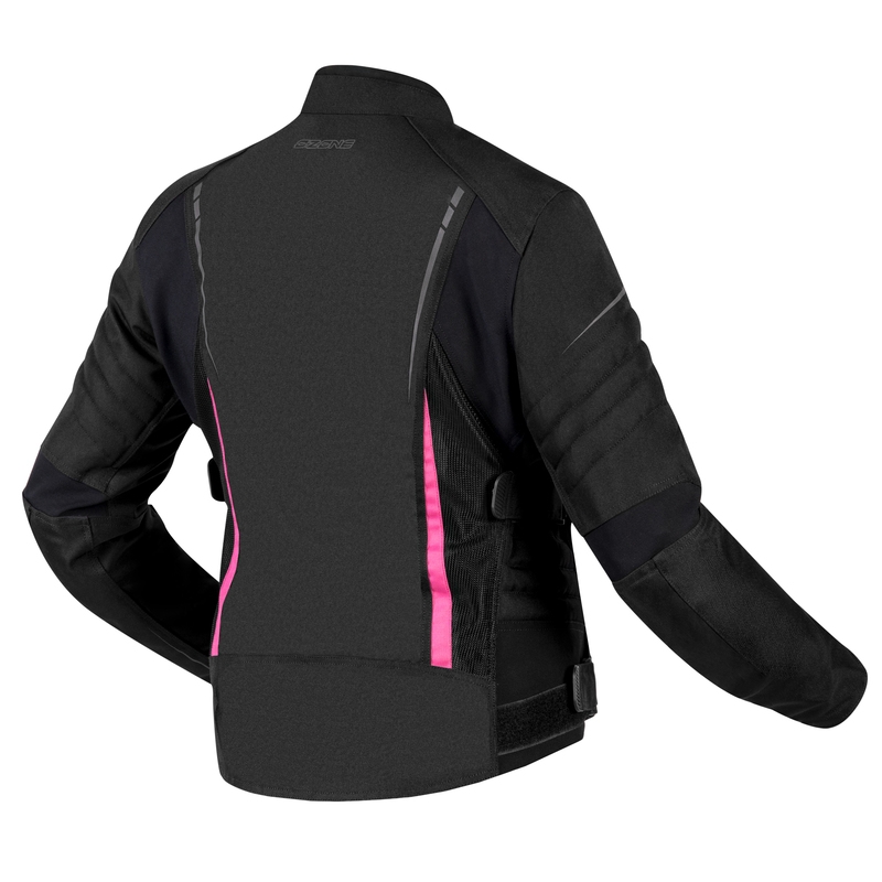 Chaqueta de moto Ozone Flow negra y rosa para mujer liquidación