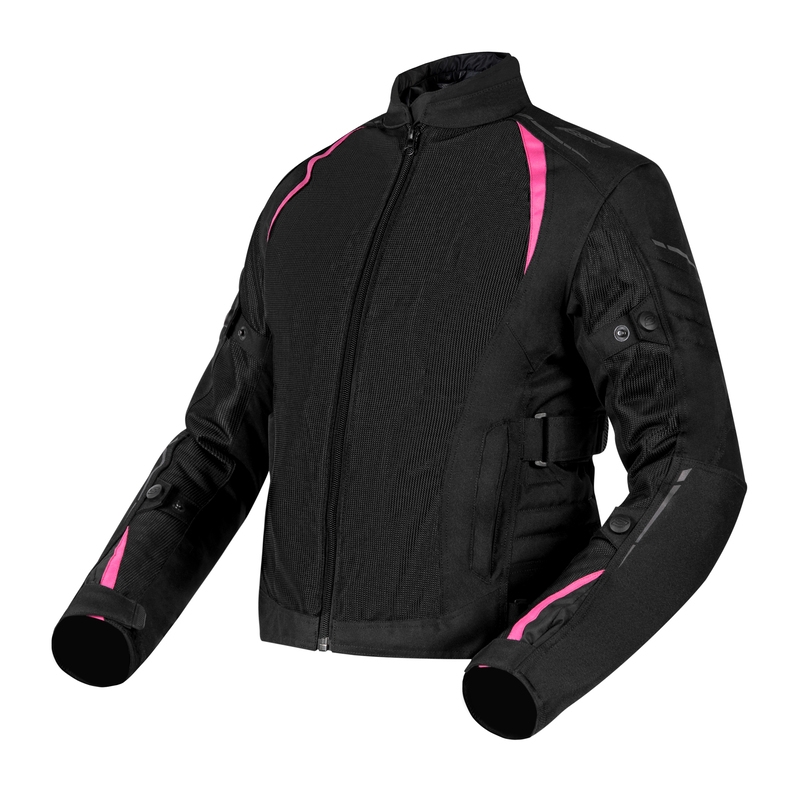 Chaqueta de moto Ozone Flow negra y rosa para mujer liquidación
