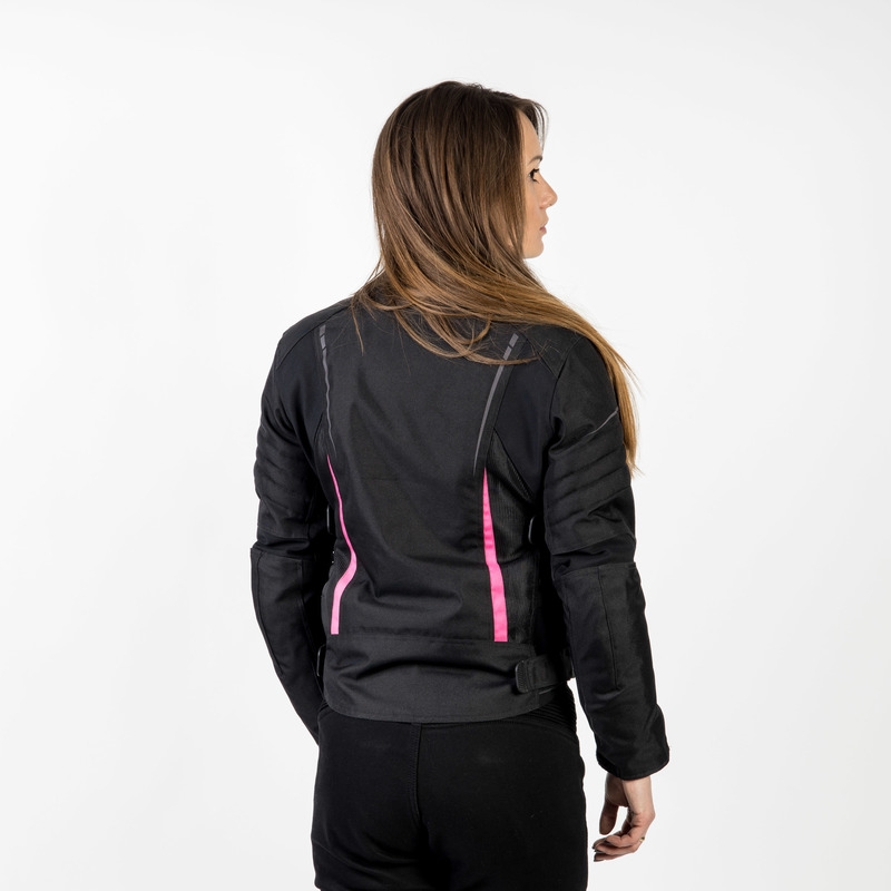 Chaqueta de moto Ozone Flow negra y rosa para mujer liquidación