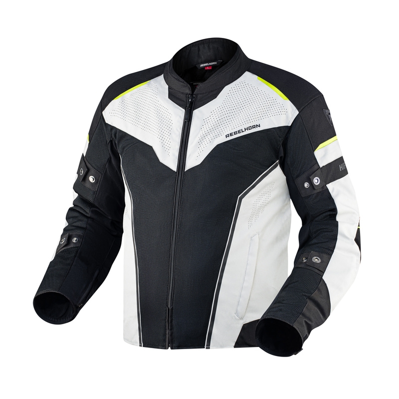 Chaqueta de moto Rebelhorn Hiflow IV negro-plata-amarillo fluo liquidación