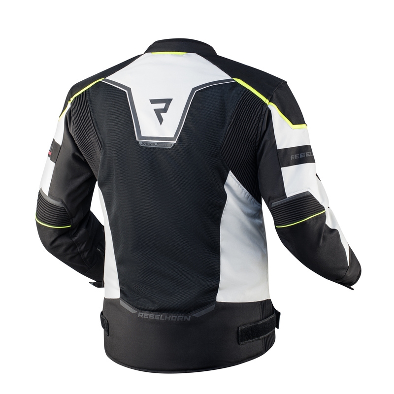Chaqueta de moto Rebelhorn Hiflow IV negro-plata-amarillo fluo liquidación