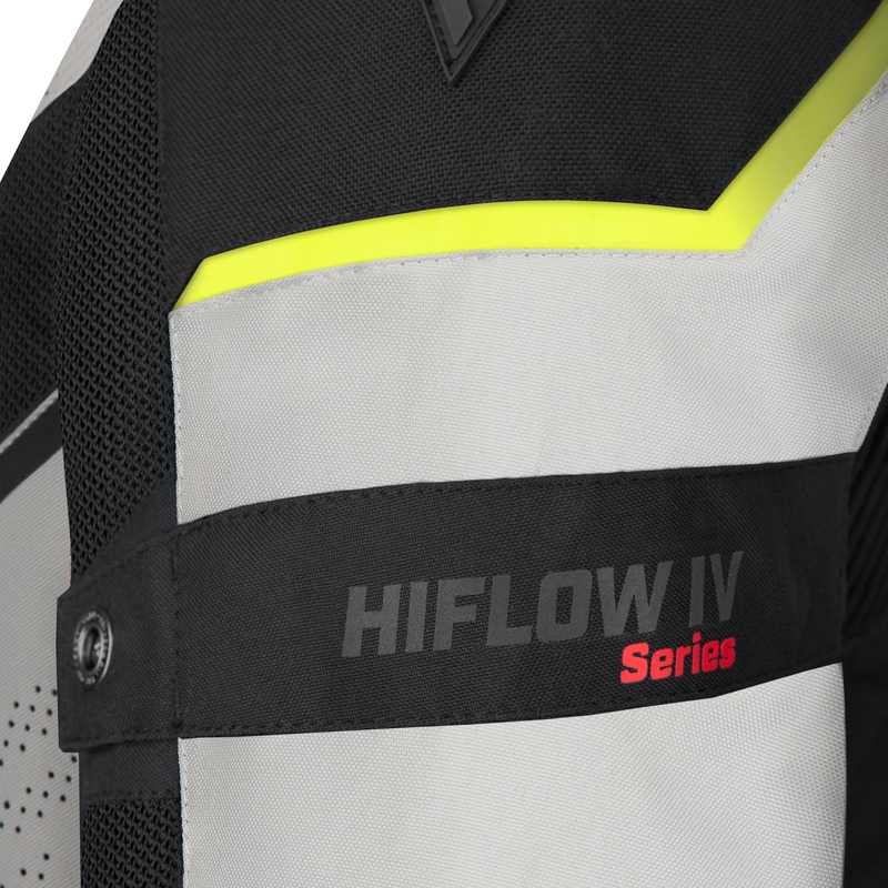 Chaqueta de moto Rebelhorn Hiflow IV negro-plata-amarillo fluo liquidación