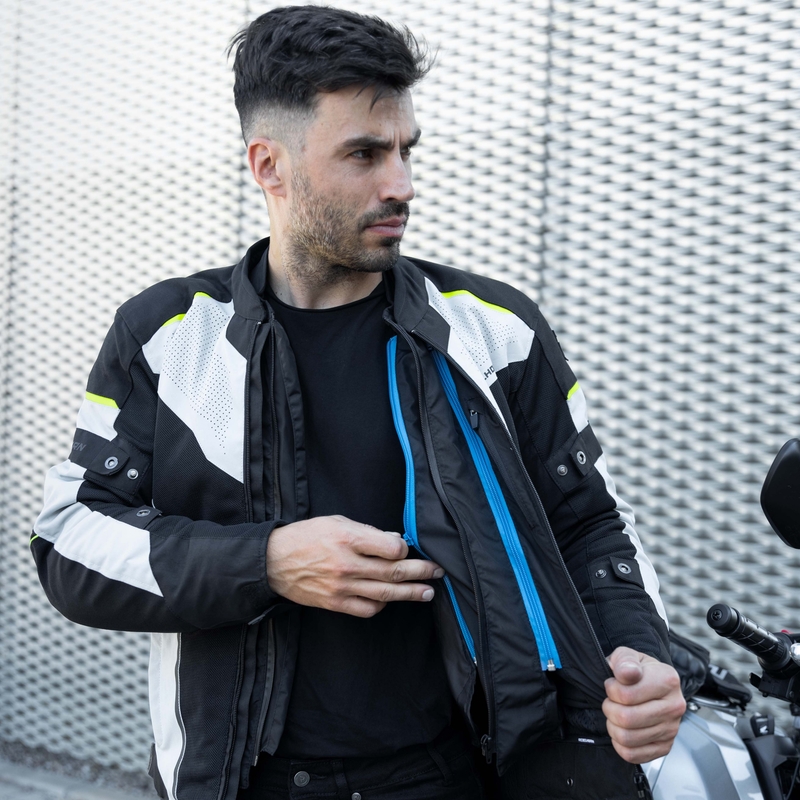 Chaqueta de moto Rebelhorn Hiflow IV negro-plata-amarillo fluo liquidación