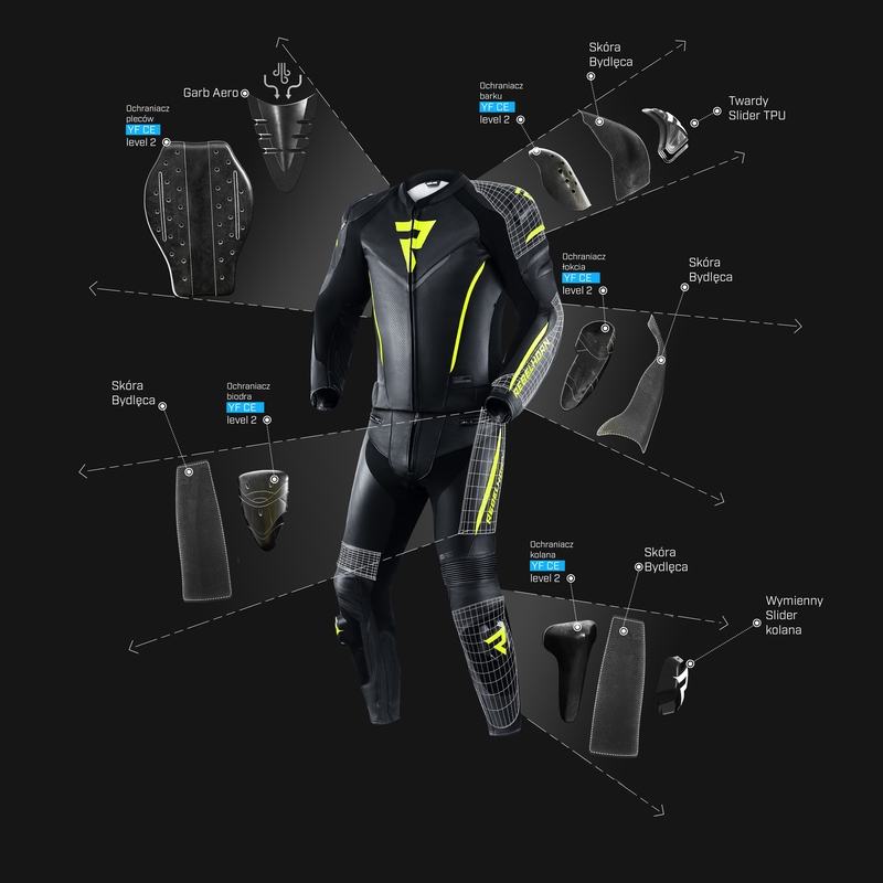 Pantalones de moto Rebelhorn Fighter negro-amarillo fluo liquidación