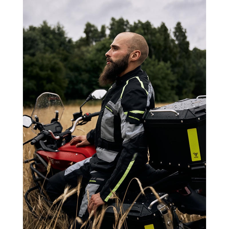 Chaqueta de moto Rebelhorn Cubby IV negro-gris-fluo-amarillo liquidación