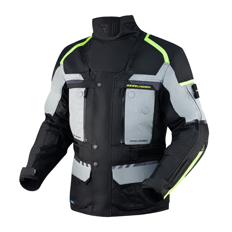 Chaqueta de moto Rebelhorn Cubby IV negro-gris-fluo-amarillo liquidación