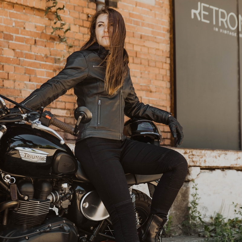 Chaqueta de moto Ozone Striker para mujer Negro