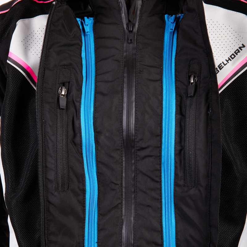 Chaqueta de moto para mujer Rebelhorn Hiflow IV Negro-Plata-Rosa liquidación