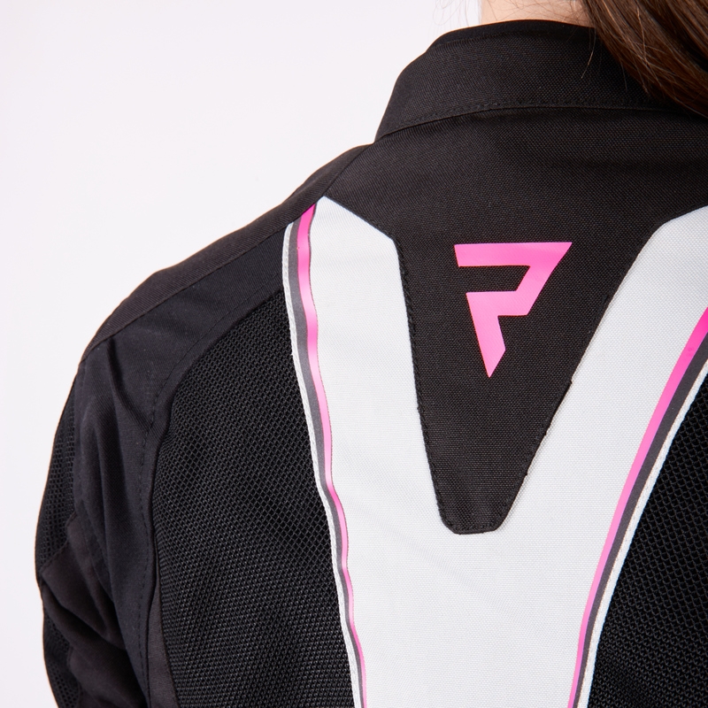 Chaqueta de moto para mujer Rebelhorn Hiflow IV Negro-Plata-Rosa liquidación