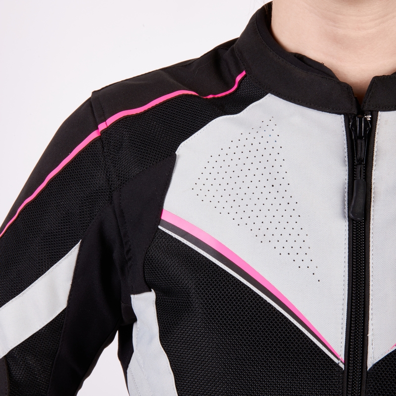 Chaqueta de moto para mujer Rebelhorn Hiflow IV Negro-Plata-Rosa liquidación