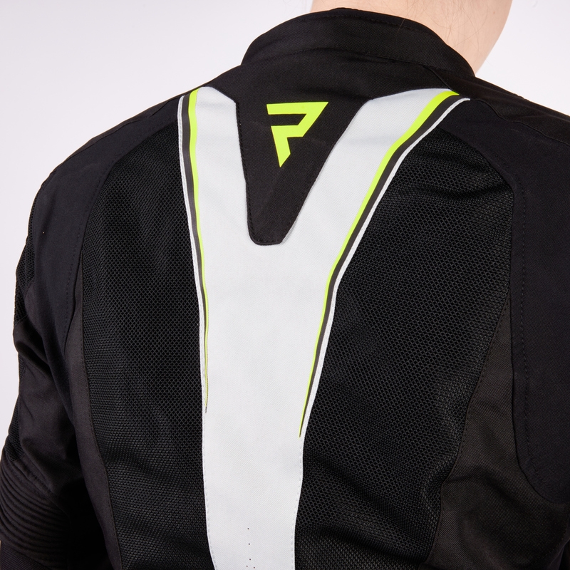 Chaqueta de moto Rebelhorn Hiflow IV Black-Silver-Fluo Yellow para mujer liquidación