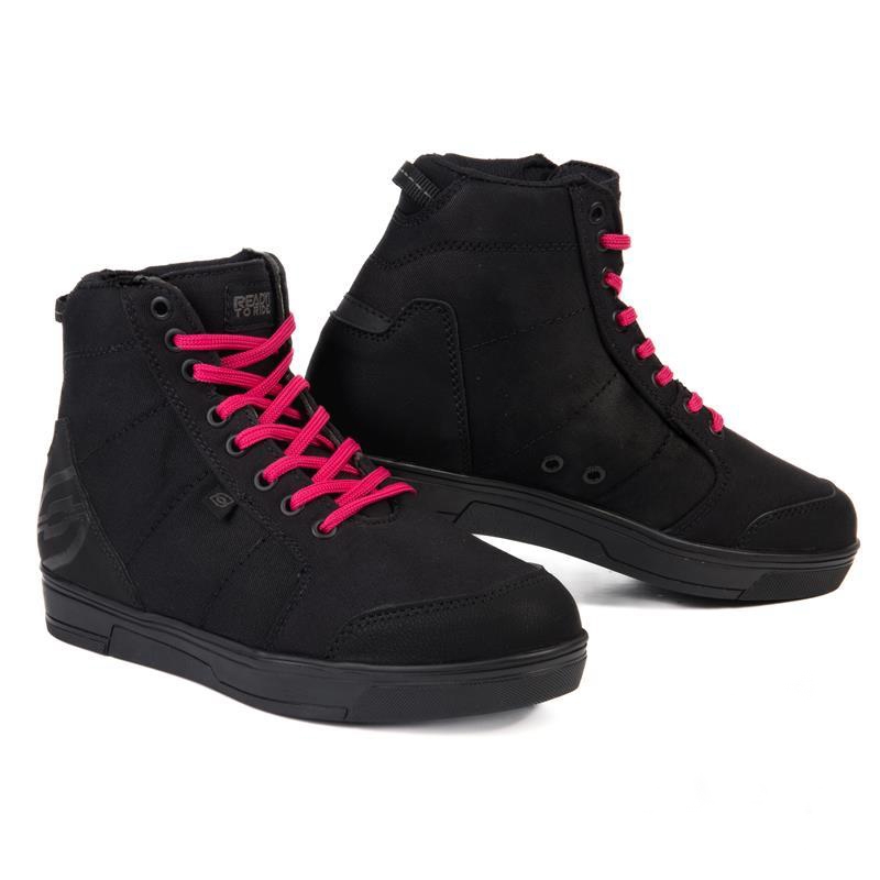Botas de moto Ozone Town negras y rosas liquidación