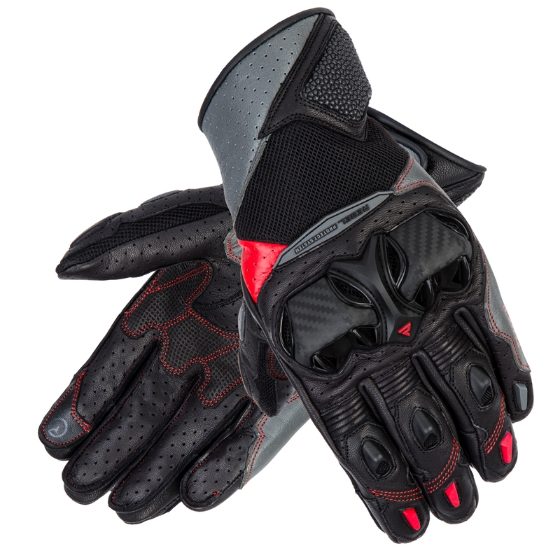 Guantes de moto Rebelhorn Flux II negro-gris-rojo fluo liquidación