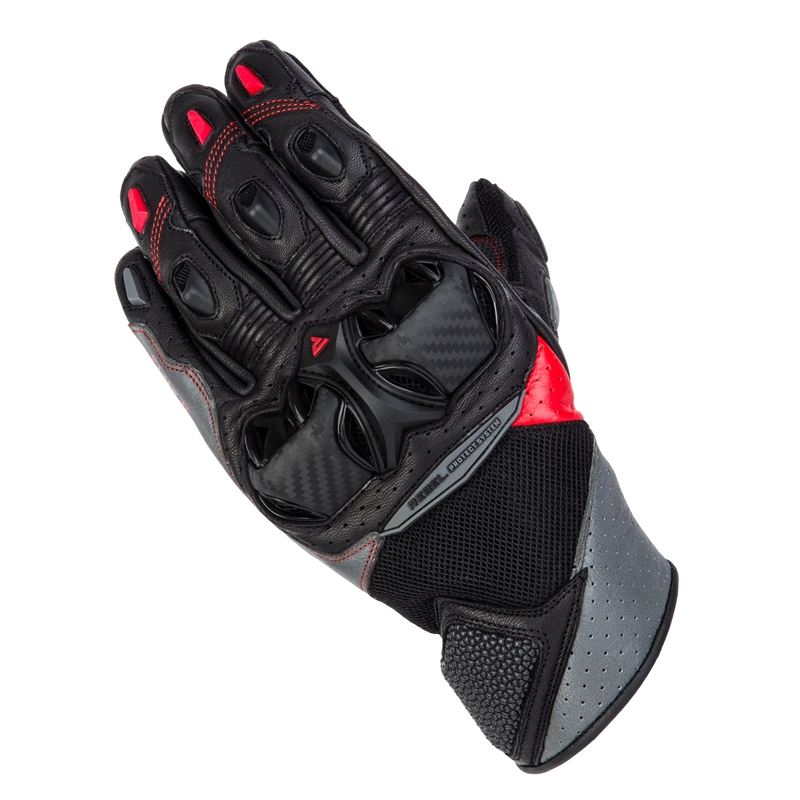 Guantes de moto Rebelhorn Flux II negro-gris-rojo fluo liquidación