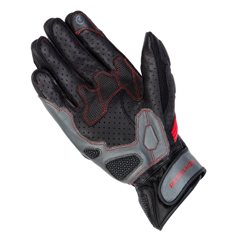 Guantes de moto Rebelhorn Flux II negro-gris-rojo fluo liquidación