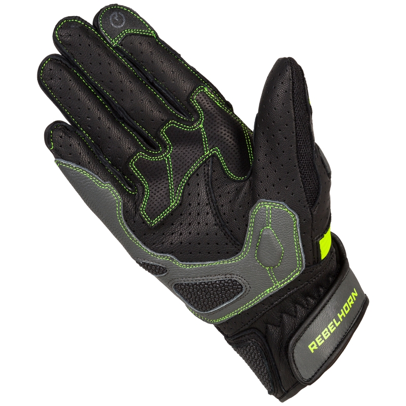 Guantes de moto Rebelhorn Flux II negro-fluo-amarillo liquidación