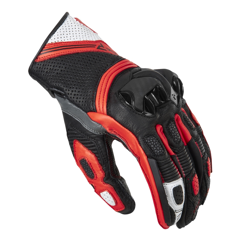 Guantes de moto Rebelhorn ST Short negro-gris-rojo fluo liquidación