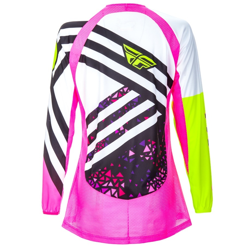 Dámský motokrosový dres FLY Racing Kinetic 2018 - USA růžovo-bílo-fluo žlutý