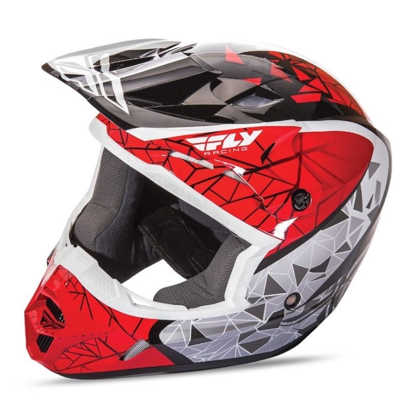 Dětská motokrosová přilba FLY Racing Kinetic CRUX - USA červeno-bílo-černá výprodej