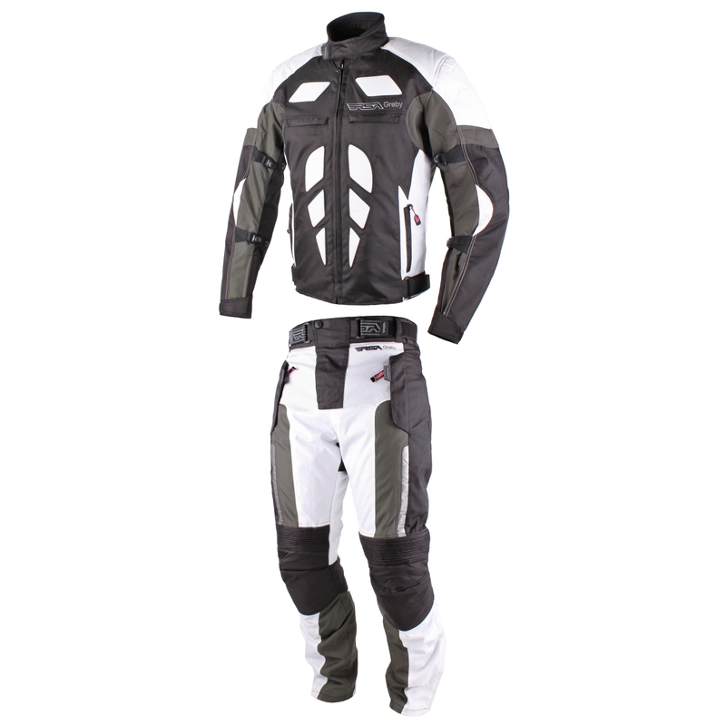 Mono de motorista blanco y negro RSA Greby para hombre liquidación