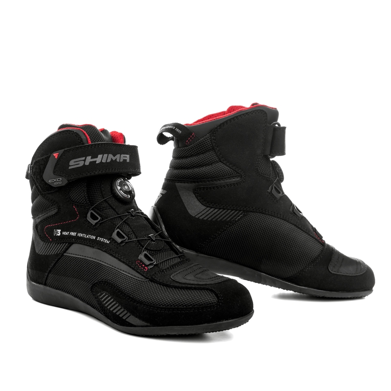 Botas de moto Shima Exo Vented Negro-Gris-Rojo para mujer - Grado II