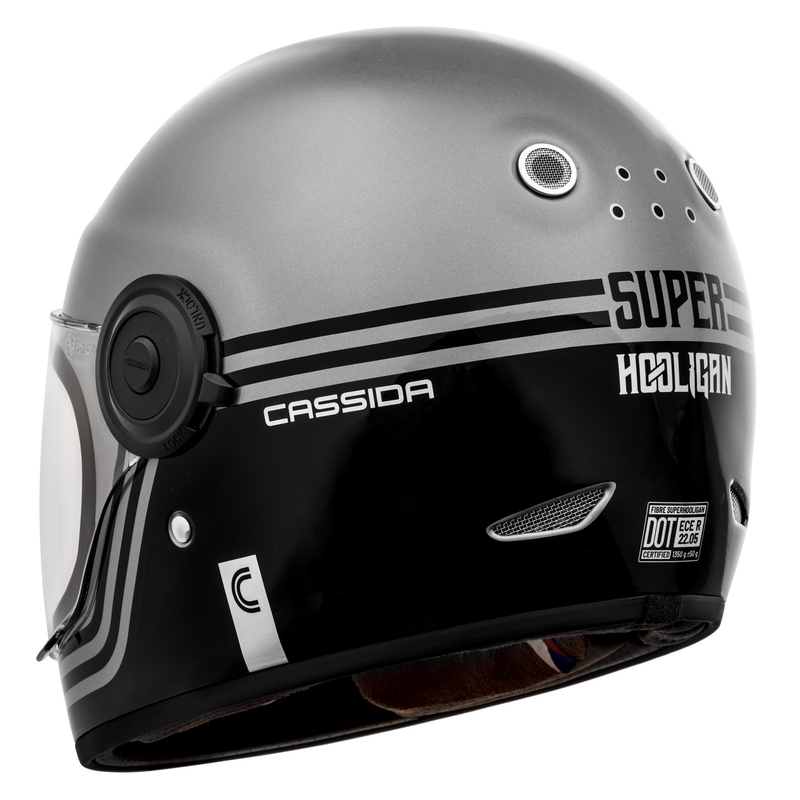 Casco de moto integral Cassida Fibre Super Hooligan negro-gris