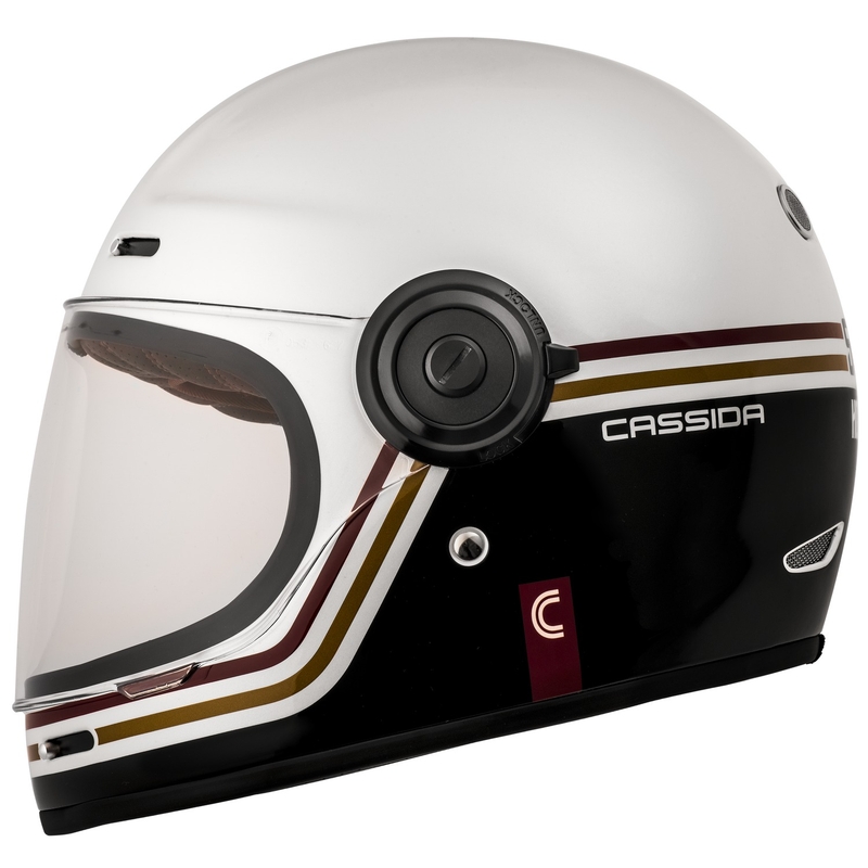 Casco integral de moto Cassida Fibre Super Hooligan Carat blanco-negro-rojo-oro liquidación