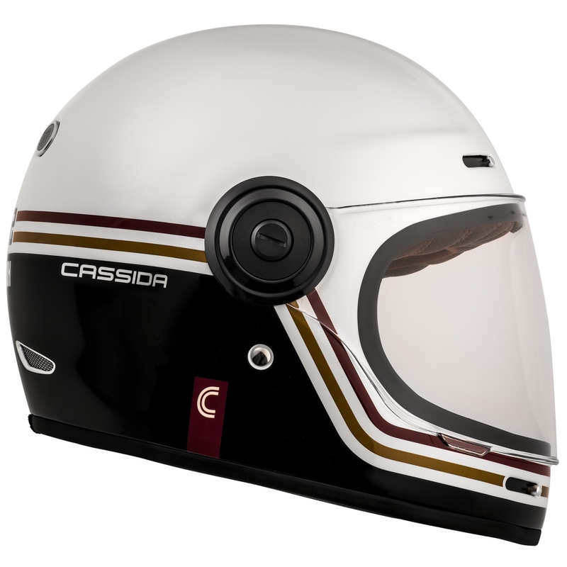 Casco integral de moto Cassida Fibre Super Hooligan Carat blanco-negro-rojo-oro liquidación