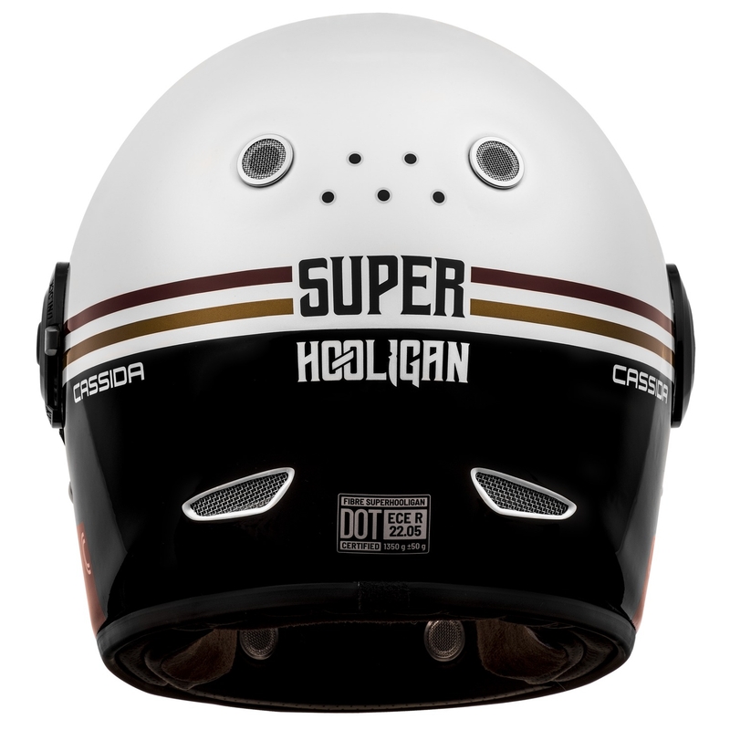 Casco integral de moto Cassida Fibre Super Hooligan Carat blanco-negro-rojo-oro liquidación